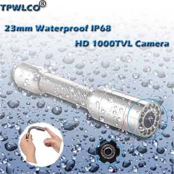 23mm אטימות IP68 HD 1000TVL מצלמה עם 12pcs מתכוונן LED הלבן משמש בצינור ביוב ביקורת מצלמת וידאו מערכת