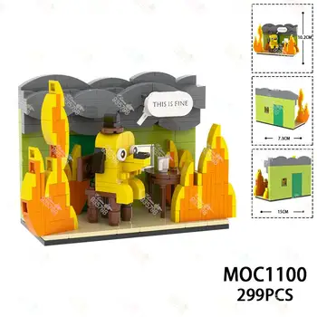 299PCS קריקטורה זירת שריפה MOC אבני הבניין יצירתי הכלב חיות קפה להרכיב לבנים צעצועים חינוכיים לילדים מתנה MOC1100