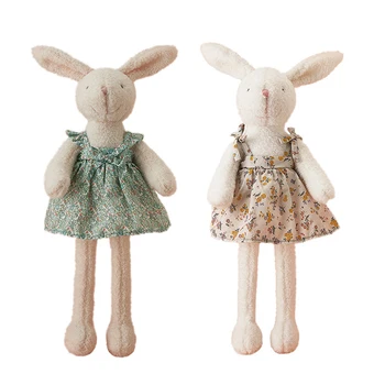 45cm יוקרה באיכות גבוהה בעבודת יד קטיפה ארנב צעצוע עבור שמלת ילדה ארנב צעצוע זמן אוזן&הרגל ארנב פרווה של חיות, צעצועים