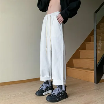 7 צבעים בסיסיים רגל ישרה ' ינס Mens אופנה מגמות קלאסיקה אופנת רחוב העשרה לבן סרבל צפצף בגדים מקרית וינטאג מכנסיים