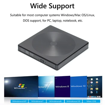 DC 12V DVD CD-ROM שחקן המתחם USB3.0 Type-C חיצוני פלסטיק כונן אופטי המתחם Plug and Play עבור Windows/Mac OS/Linux