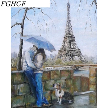 FGHGF Frameless תמונות ציור לפי מספרים חתונה קישוט הקיר תמונה ס 