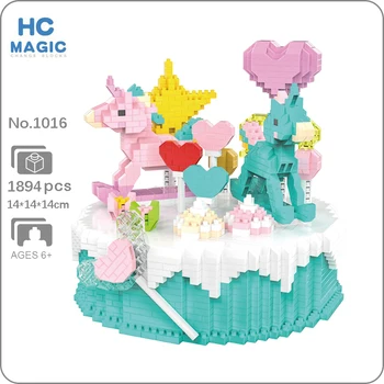 HC 1016 הסוס יום הולדת עוגת חתונה לב כוכב ממתקים חיה DIY מיני יהלומים אבני בניין לבנים צעצוע לילדים מתנת אין קופסא