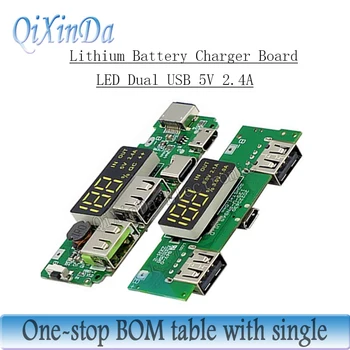 LED כפול USB 5V 2.4 מיקרו/Type-C USB נייד כוח בנק 18650 מודול טעינה סוללת ליתיום מטען לוח מעגל הגנה