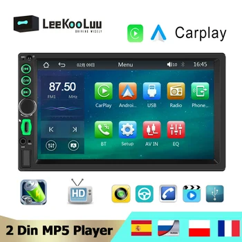 LeeKooLuu 2 Din המכונית MP5 Player אלחוטית Carplay סטריאו לרכב רדיו 7