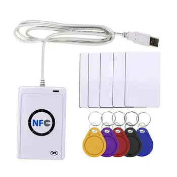 NFC-קורא USB ACR122U ללא מגע חכם ic כרטיס כותב rfid מכונת צילום מכונת צילום Duplicator 5pcs UID לשינוי תג כרטיס מפתח Fob
