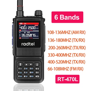 Radtel RT-470L 5W 6 להקות חובבים חזיר שני רדיו דרך תחנת 256CH אוויר הלהקה מכשיר קשר גיאוגרפי LCD צבע סורק משטרה תעופה