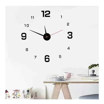 אגרוף חינם שקט השעון מופעל על סוללה יצירתי שעון קיר 3d אקריליק שעון קיר ללא-השעון מתקתק עבור המשרד הביתי קישוט