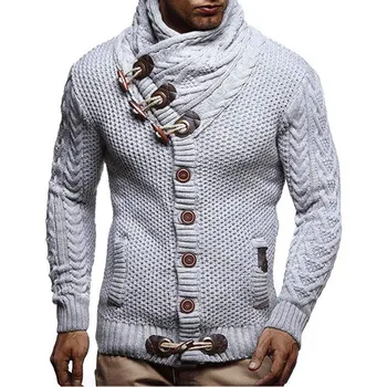אדם סוודרים אופנת רחוב בגדים גולף יחיד עם חזה קרדיגן סרוג Pullovers הסוודר של גברים מוצק צבע אופנת רחוב
