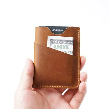 אולטרה דק ההגירה סגנון אמיתי עור פרה עור בעל כרטיס האופנה מיני קצר נשים הארנק וינטג ' כרטיס אשראי תיק ארנק
