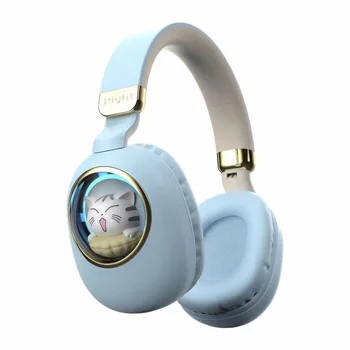 אור פלאש חתול חמוד האוזניים אוזניות אלחוטיות עם מיקרופון בקרת LED ילד ילדה סטריאו מוסיקה הקסדה טלפון Bluetooth אוזניות מתנה