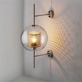 אמריקאי תעשייתי רוח רשת מנורת קיר הסלון יצירתי השינה ליד מנורות מסעדה ללמוד לופט רטרו קיר זכוכית אורות