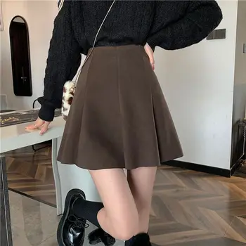 גבוה מותן חצאית צמר קו החצאית 2022 הסתיו-חורף החדשה חופשי הרזיה אלגנטי מטריה חצאית בגדי נשים