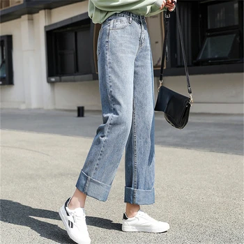 גבוהה המותניים ג ' ינס באגי קוריאה אופנת רחוב של נשים מכנסיים Y2k מגמת אופנה אמא בגדי חורף פעם בוקר שלקח לו Mujer Pantalon פאטאל