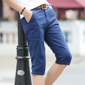גברים קיץ Capris מקרית Slim Fit Beachwear קצוץ מכנסי דגמ 