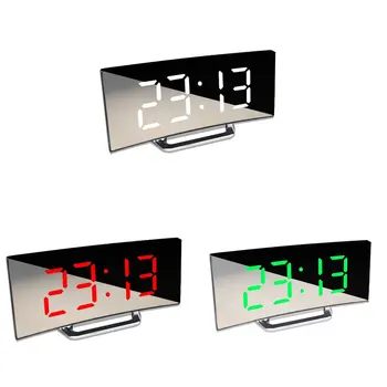 גדול חדש מסך LED המראה את השעון שקט שעון מעורר השולחן לקישוט הבית חיסכון בחשמל אחסון נתונים השעון