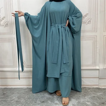האביב המוסלמי Abaya נשים Kaftan Khimar תפילה החלוק עיד מובארק הרמדאן השמלה האסלאמית כפיות דובאי יוקרה שחור
