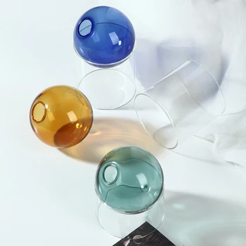 הידרופוני צבע עגול אגרטל בוהק זכוכית חומר מיני אגרטל זכוכית שולחן העבודה קישוטים