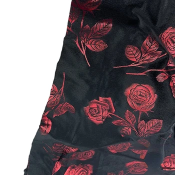 ורד אדום פרחוני ספנדקס ברוקד בד נמתח בד קטיפה, אפריקה רקמה בד Cheongsam DIY לתפור בגדים