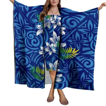 כחול מותאם אישית פולינזי הוואי סגנון נשים החוף קרם הגנה הצעיף החוף סרונג צעיף הגברת קל סרונג השמלה סט 1 MOQ