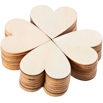 לא גמור עץ לבבות ריקים עץ פרוסות לב אוהב DIY 3-100Pcs מלאכות טבעי מלאכות ציוד לחתונה קישוטי שולחן