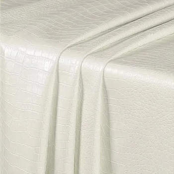 לבן גדול טקסטורה דמוית תנין עור עור PU בד עור חלקה מעצב בד תפירה חומר DIY התיק מושב המכונית כיסוי