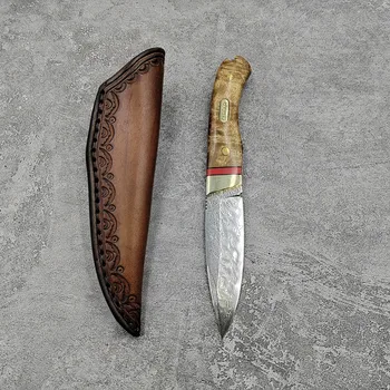 מאחז קבוע להב סכין הישרדות סכינים קמפינג כלים בעבודת יד ישר סכינים VG10 דמשק פלדה סכין ציד 