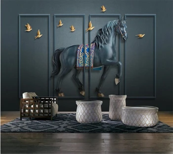 מותאם אישית 3d טפט תמונה ציורי הבלטה סוס מסך חדש הסינית רקע קיר מסמכי עיצוב הבית papier peint 3d טפט