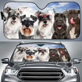 מצחיק שנאוצר מיניאטורי צוות שמיים כחולים רכב תבנית שמשיה, שנאוצר מיניאטורי חלון המכונית שמש כיסוי עבור כלבים, מכונית Windsh