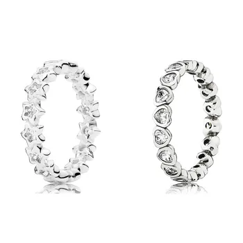 מקורי רגעים לנצח יותר אוהב את הלב עם טבעת גביש לנשים 925 כסף סטרלינג מתנת החתונה תכשיטי אופנה