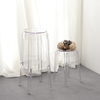נורדי אקריליק שקוף בר כסאות יצירתי בר רהיטים קריסטל גבוה צואה אופנה סביב כסא בר מודרני פלסטיק כיסא בר