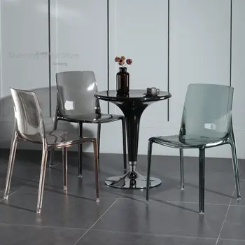 נורדי שקוף פלסטיק כסאות אוכל מעצב קריסטל משענת הכורסה בבית האוכל ריהוט חדר פנאי, חדר אוכל כיסא.