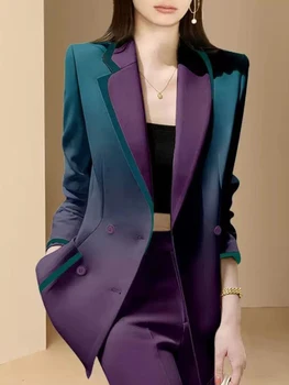 נשים בלייזרס אלגנטי קליל יחיד בעלות שרוול ארוך פשוטה כל-התאמת עיצוב צבע אופנתי שרוול ארוך מעיל חדש