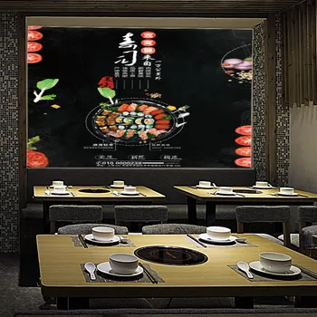 סושי יפני חטיפים טפט תעשייתי עיצוב גורמה סלמון מסעדת קישוט ציור ציור קיר ניירות 3D