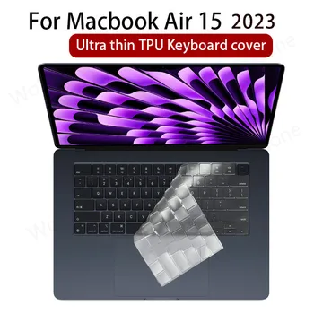 על 2023-Macbook air 15.3 A2941 M2 A2681 לנו & אירו מסוג TPU שקוף ברור מקלדת כיסוי עור Pro 14 16 A2442 A2485
