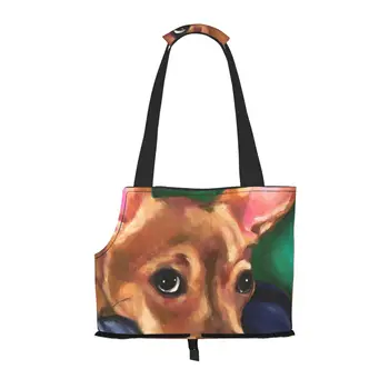 צ ' יוואווה אמנות כלב הארנק הסלולרי בכיס ובטיחות, יתד,רך-צדדי כלב קטן המוביל עבור חיית המחמד חיצונית קניות תיק