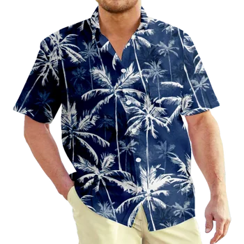 קוקוס חולצות גברים, נשים, אופנה גדולים החולצה של הגברים דש החולצה החוף Camisas בגדי גברים חולצות הוואי להתהפך קולר