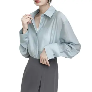 קוריאני אופנה נשים קיץ קל משקל, דק Lyocell מקסימום בתוספת גודל מזדמן קרם הגנה, חולצה לבנה ורוד ממוזגים החולצה