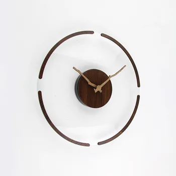 שקוף שעון קיר אקריליק עץ, שעון קיר הסלון פשוטה אופנה שעון אור יוקרה שעון קיר בעיצוב אביזרים לבית