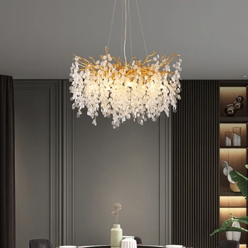 תאורה מודרניים יוקרה נברשת קריסטל בסלון חדר האוכל כסף ענף עץ סלון יופי של חנות בגדים אורות מסחרי