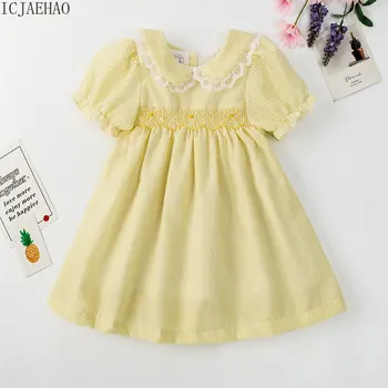 תחפושות לתינוקות 2023 בייבי בנות Smocking השמלה ילדים עבודת יד Smocked כותנה שמלות ספרדית בוטיק לילדים שמלות קיץ