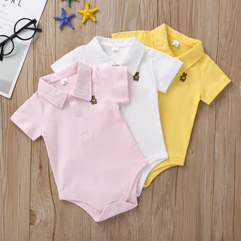 תינוק שרק נולד בנים בגדי קיץ קצר שרוול כותנה תינוק מותק רומפר חולצת פולו 0-12 חודשים